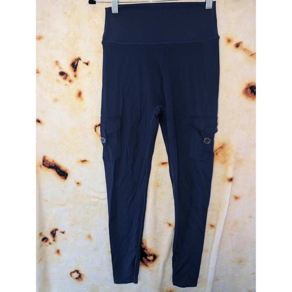 Yeoreo Cargo Leggings Womens Size M Navy Blue Scrunch Butt High Waist Pockets